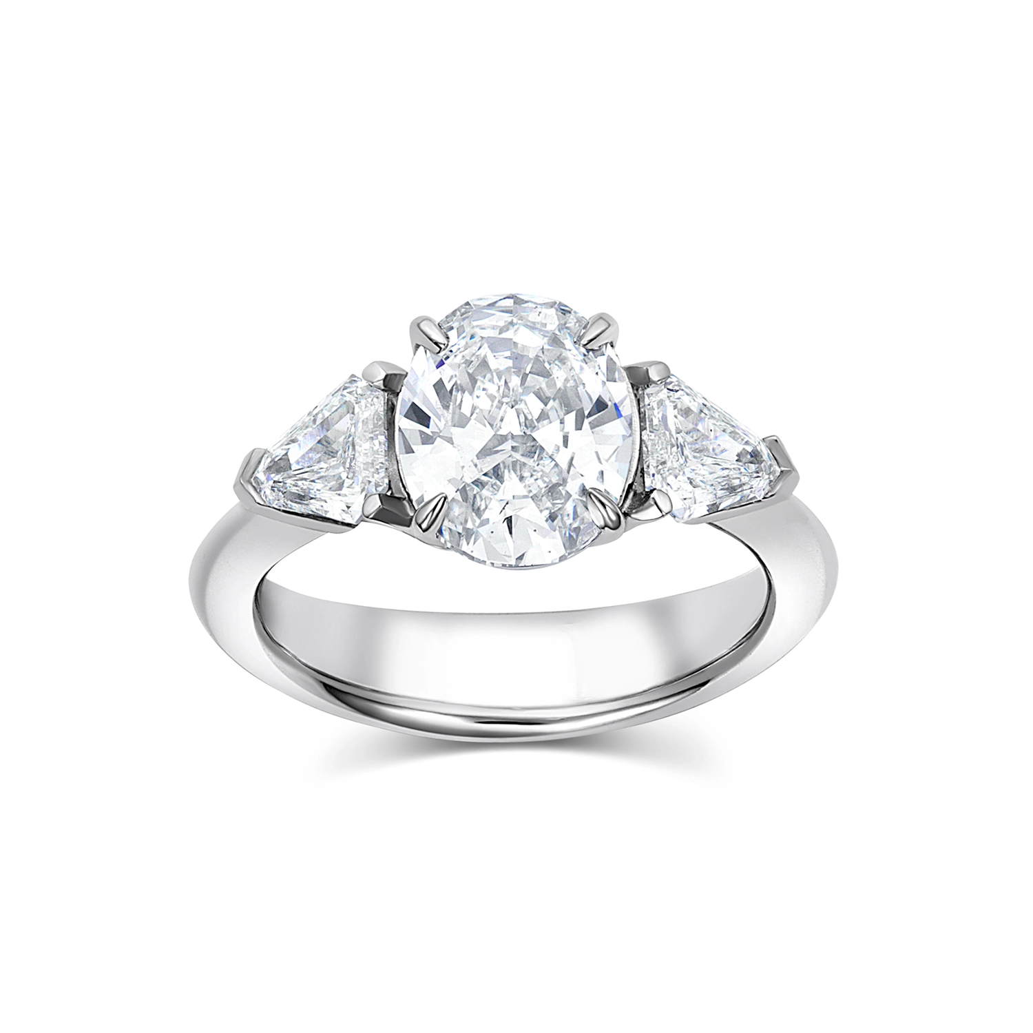 Platinum three-diamond ring