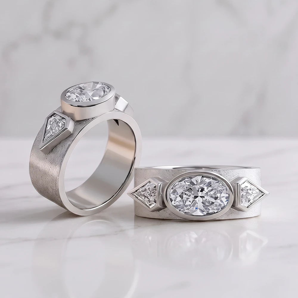 Platinum three-diamond bands