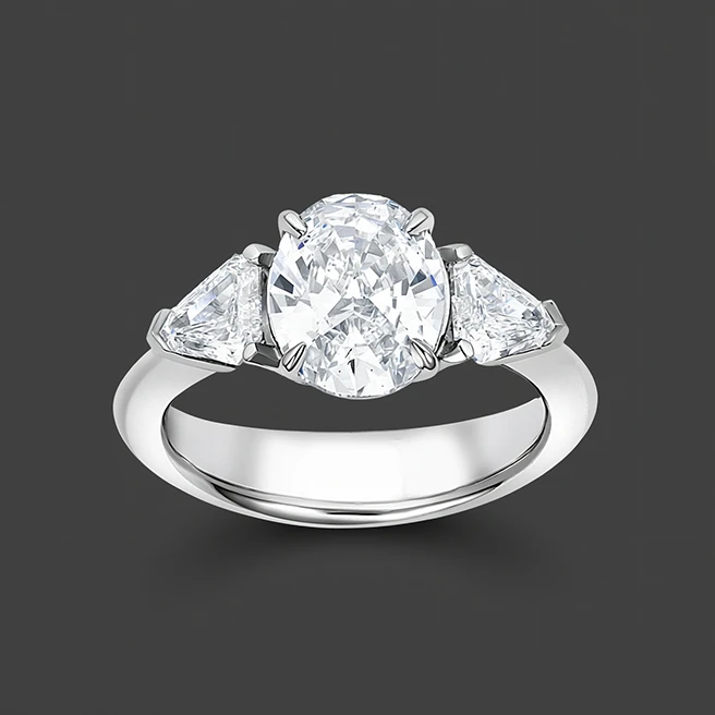 Platinum three-diamond ring
