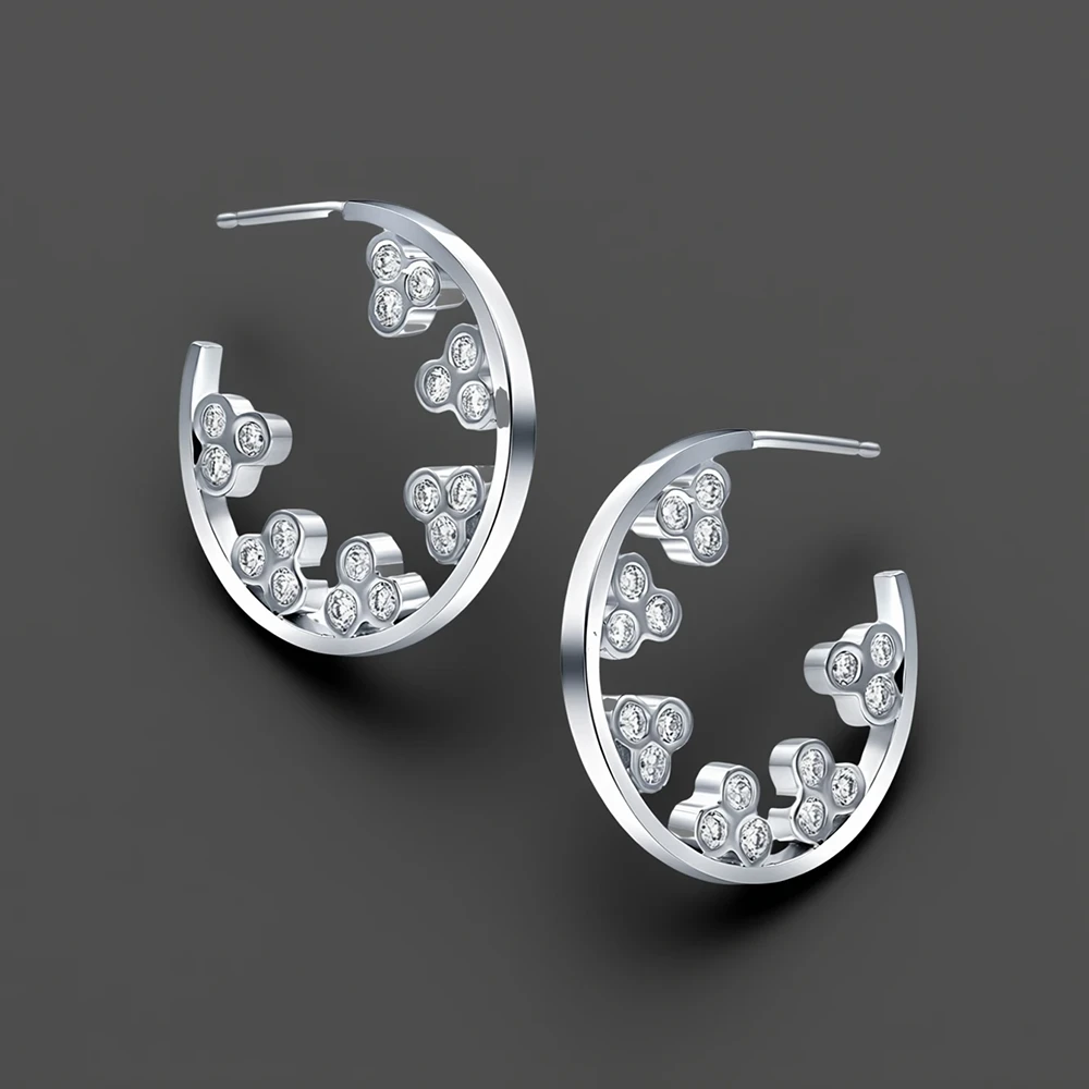 14k white gold diamond hoops