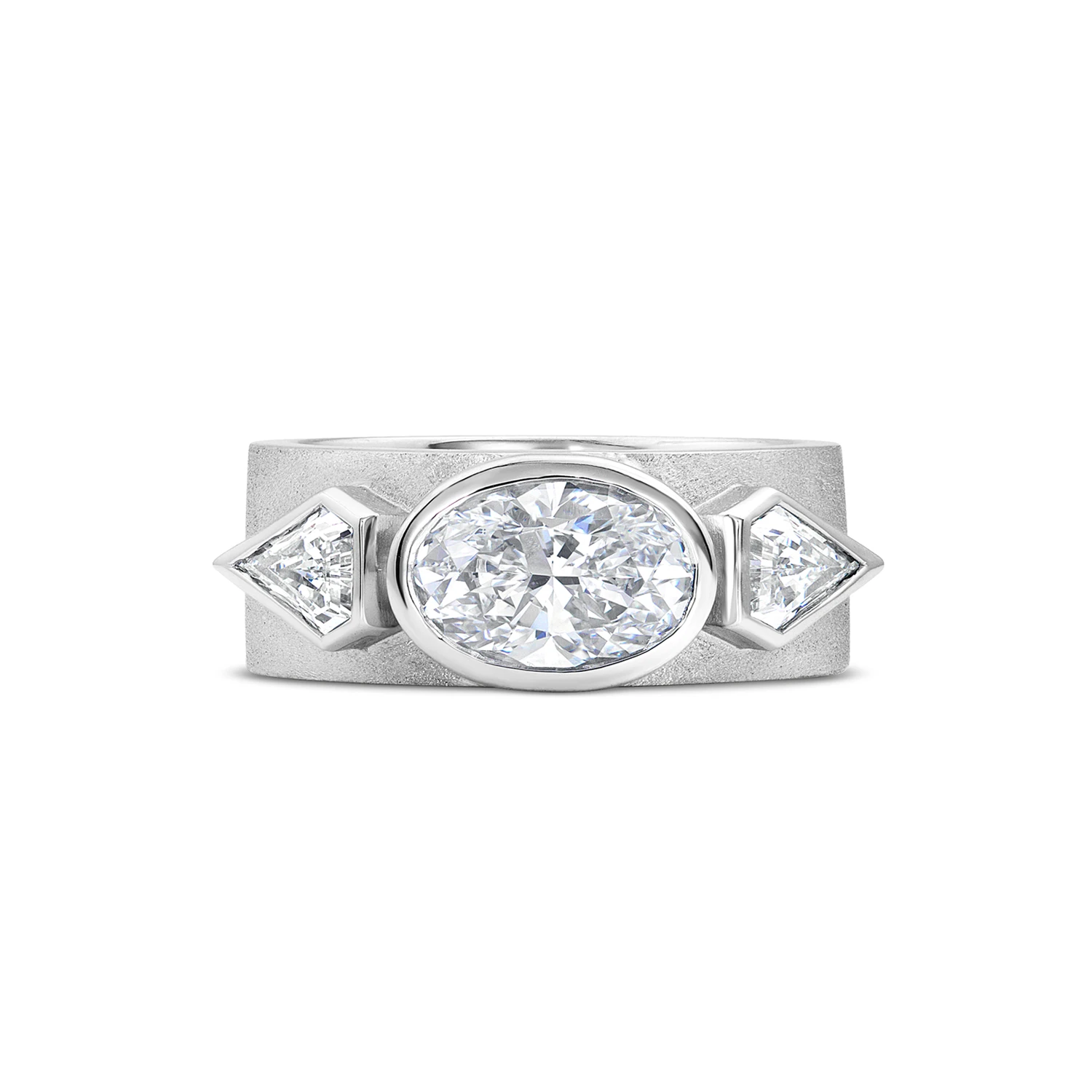 Platinum three-diamond band