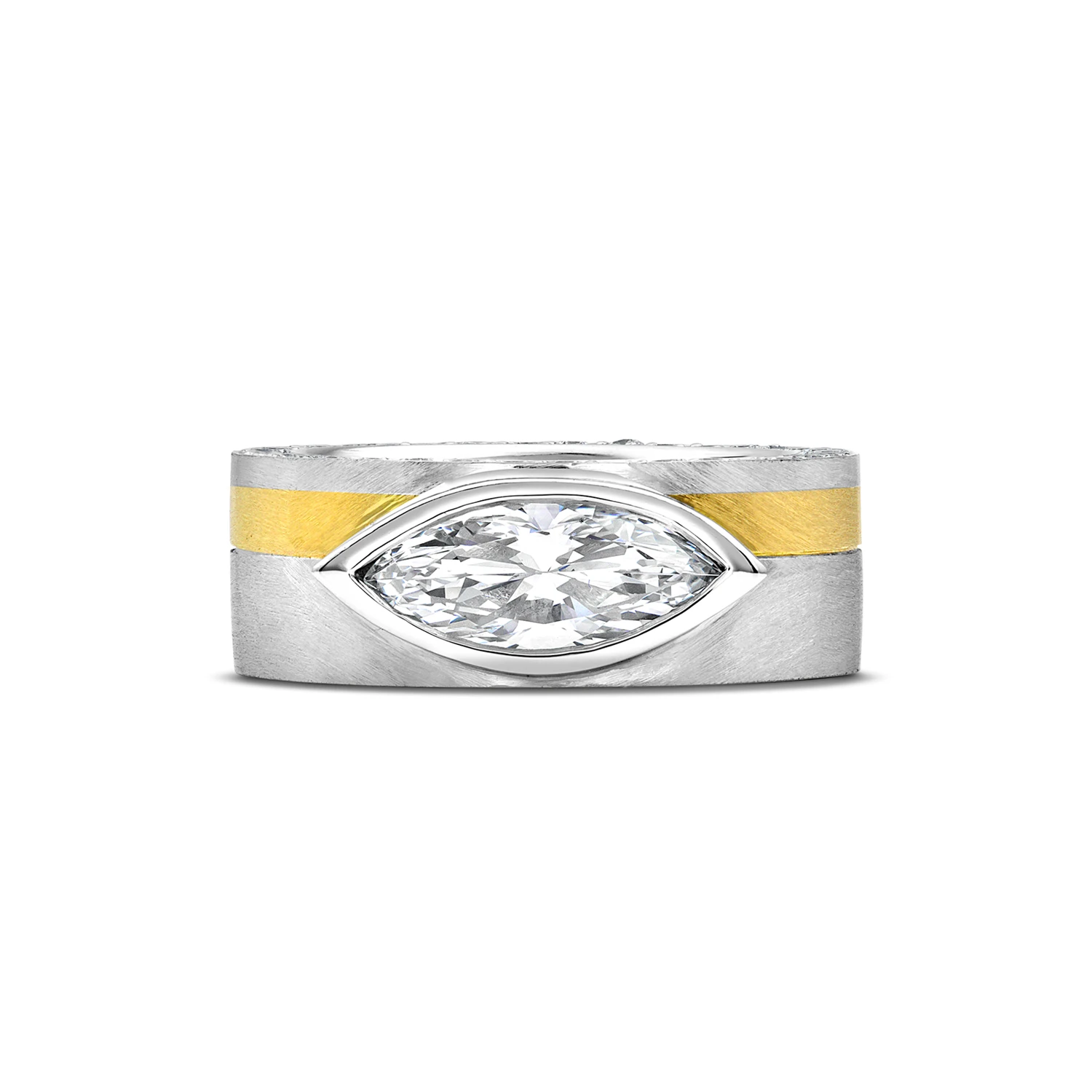 Platinum and 18k yellow gold diamond marquise band